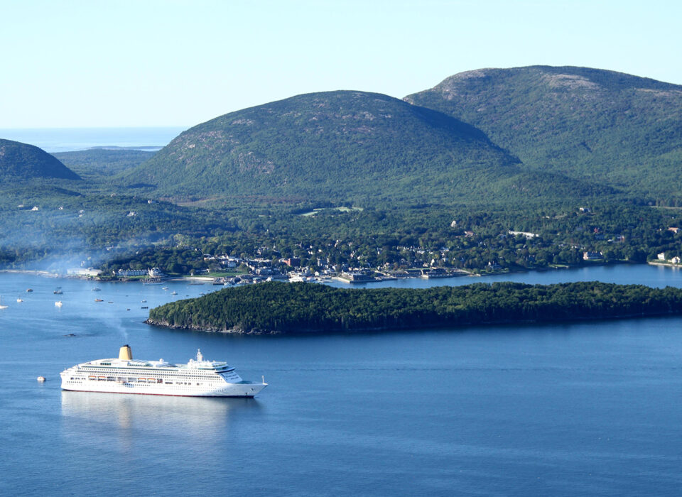 Charter boat and island