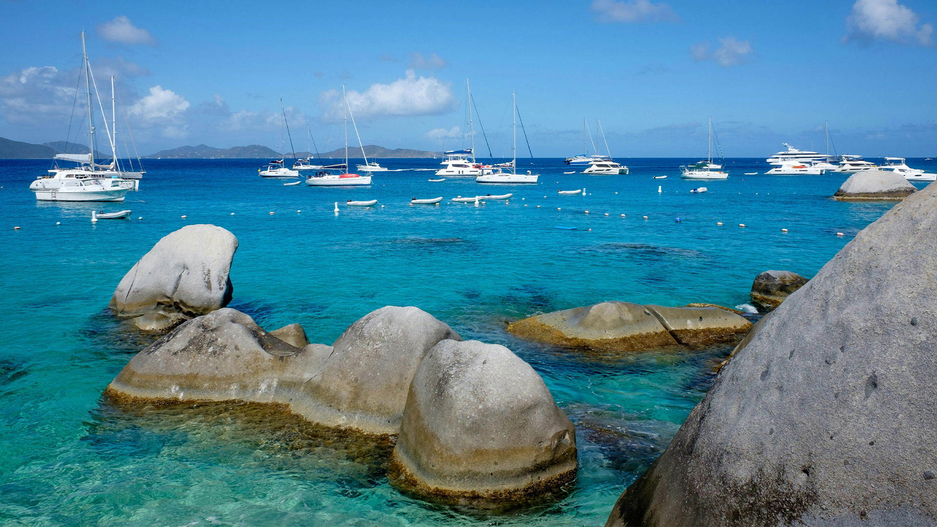 Overview of the ocean at the Baths in Virgin Gorda