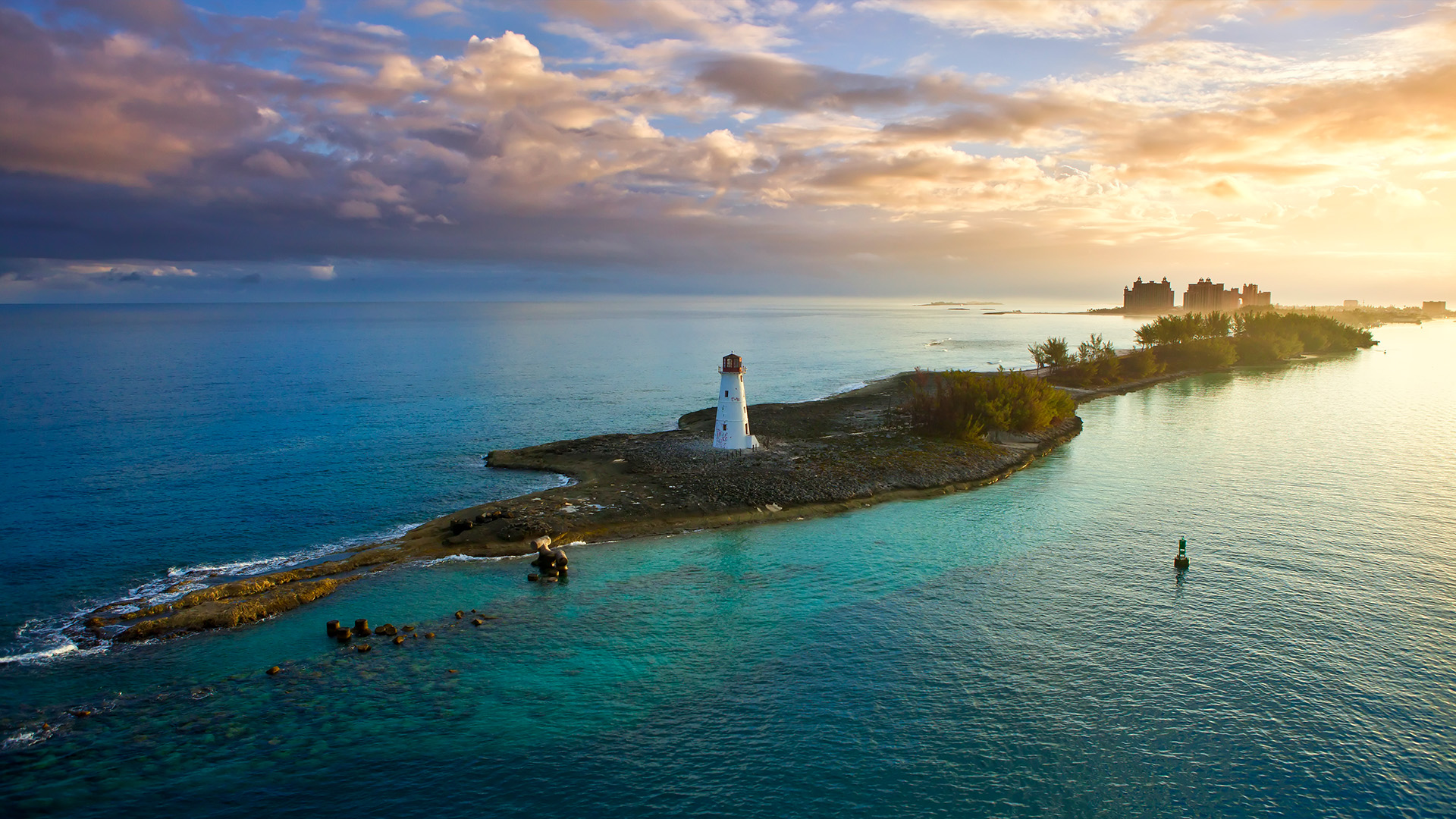 Island of Nassau in the Bahamas at sunset