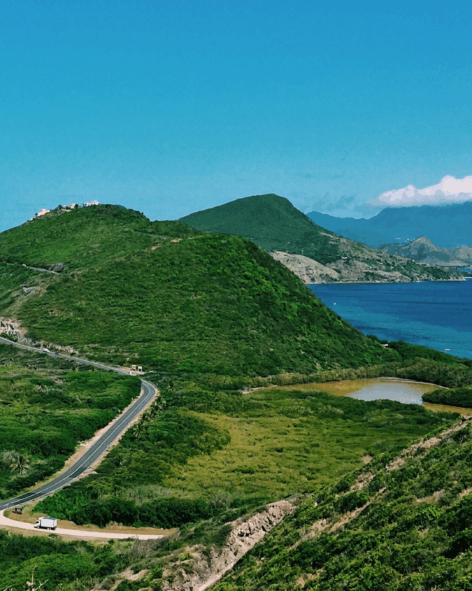Aerial view of Nevis from a Tradewind flight