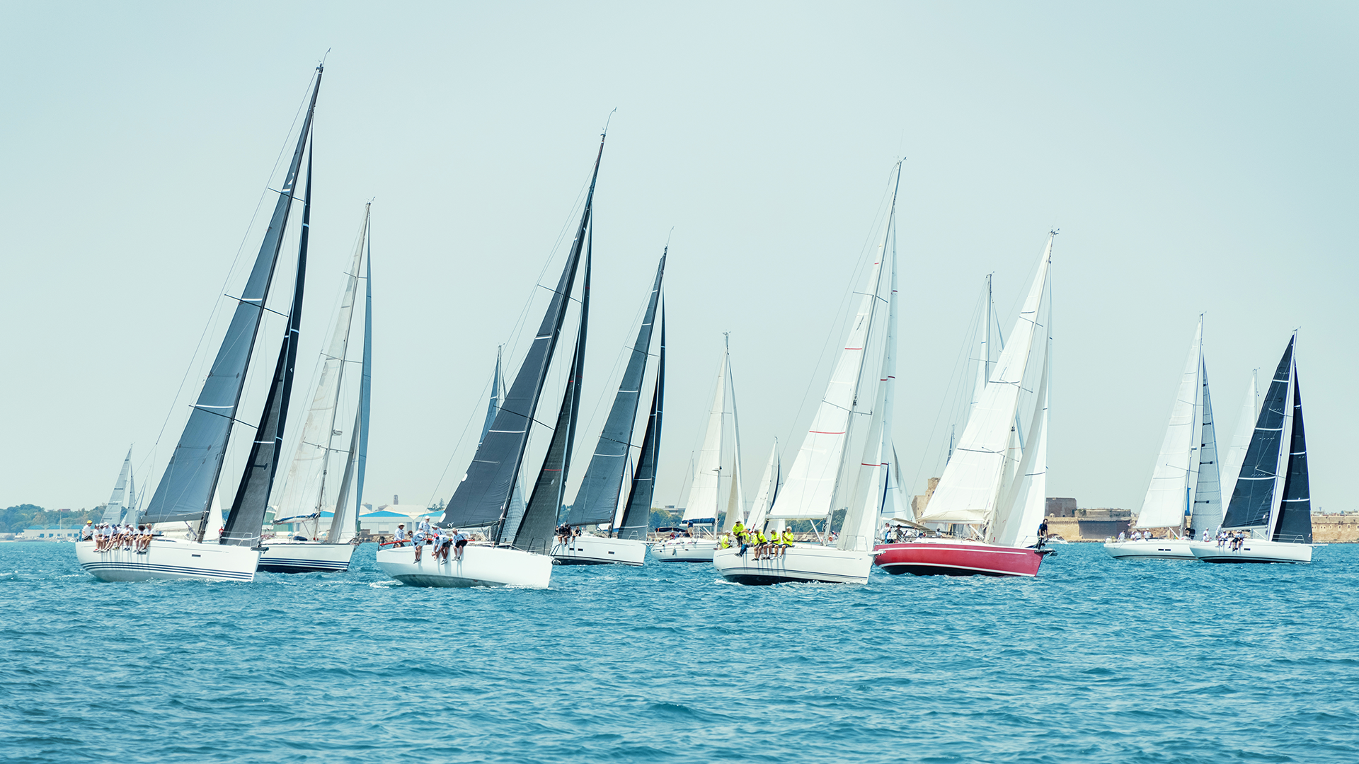 A group of yachts at a Martha's Vineyard regatta
