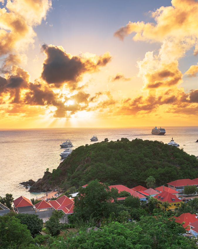 St Barths, one of the best Caribbean islands to visit, at sunset