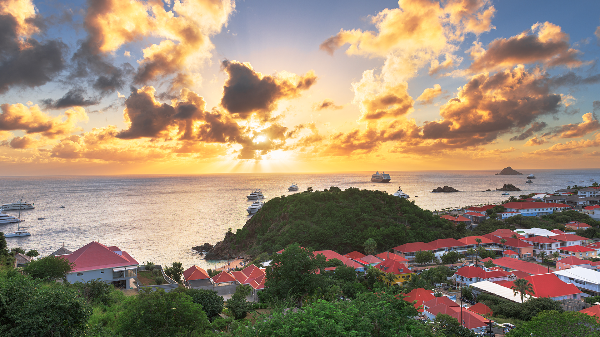 St Barths, one of the best Caribbean islands to visit, at sunset
